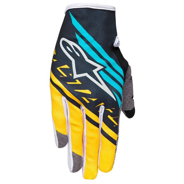 Alpinestars Racer Supermatic Gloves Sarı-Siyah-Mavi resmi