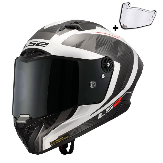 Ls2 Thunder Karbon Gp Aero Raute Beyaz-Gri resmi