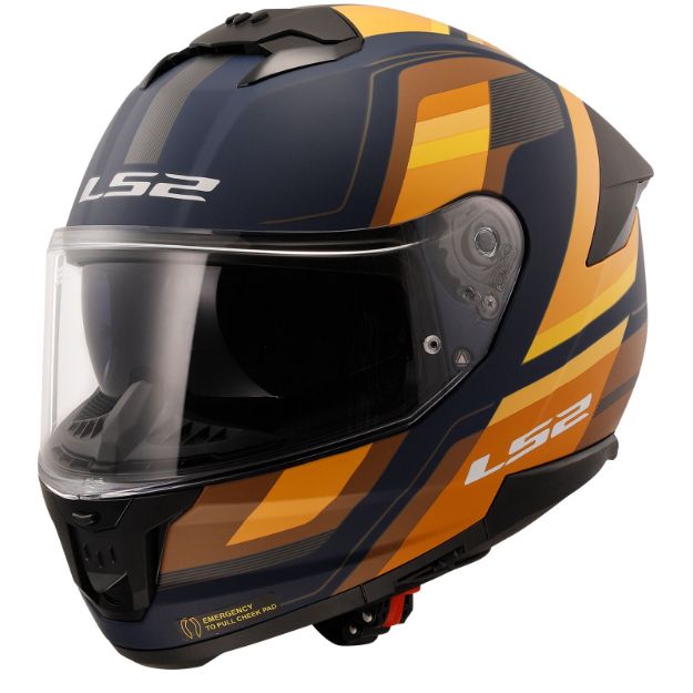 Ls2 Stream 2 Vintage Mat Navy Mavi-Turuncu-Kahverengi resmi