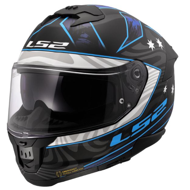 Ls2 Stream 2 Galdam Mat Siyah-Mavi resmi
